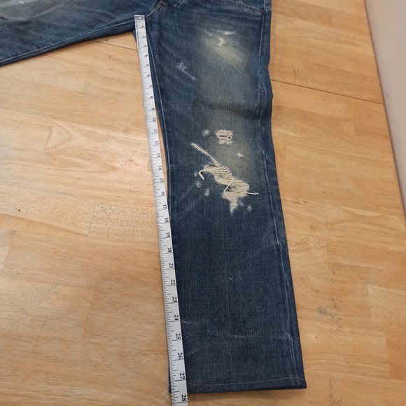 Ralph Lauren Mens Denim & Supply Slim Distressed Patched Blue Denim Jeans  30x32 - Picture 15 of 15